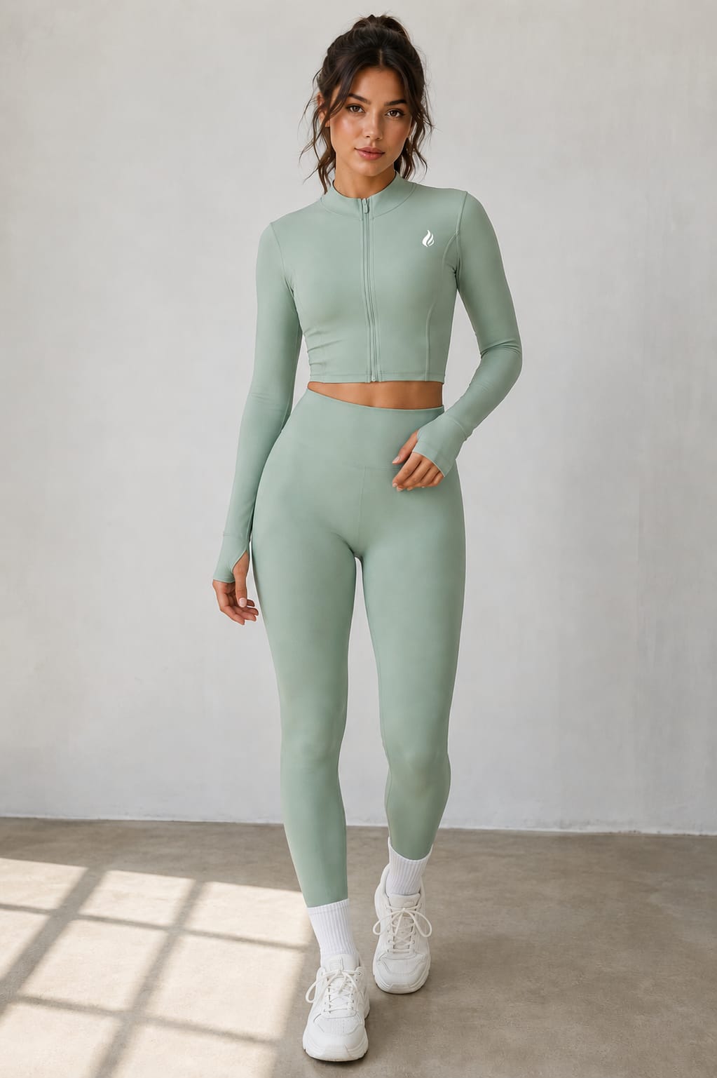 Seamless 3 Piece Yoga Set Breathable Quick Dry Tight Fit High Waist Full Zip up