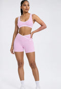 High Quality Cross High Waist Shorts Sports Yoga Bra Set